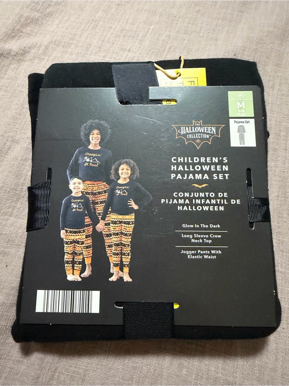 NWT Childrens Halloween Pajama Set “Creepin it Real” Size Medium Glow in Dark